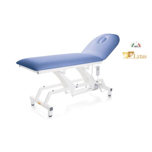 Lettino per visita medica elettrico bianco, piano 80 cm, regolazione elettrica altezza/schienale 0-60°, foro facciale, similpelle lavabile, portata 200 kg