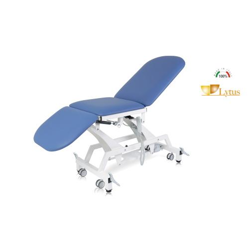 Lettino per visita medica 3 sezioni elettrico blu, piano 72 cm con ruote, per studi medici e ambulatori, regolazione elettrica altezza/schienale 0-70°, gambale a molla a gas, similpelle lavabile, portata 200 kg