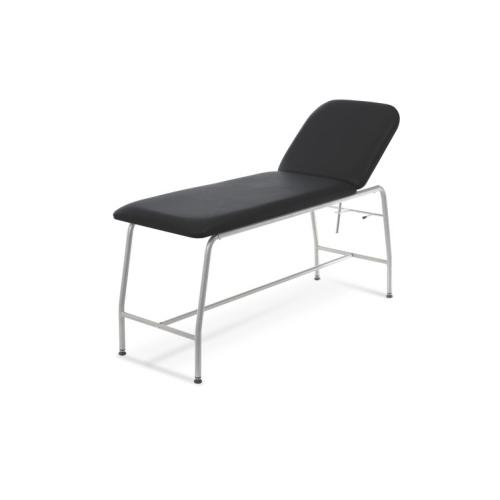 Lettino per visita medica fisso nero, tubolare rotondo in acciaio verniciato, schienale regolabile 0-60°, similpelle lavabile, 4 piedini, portata 180 kg