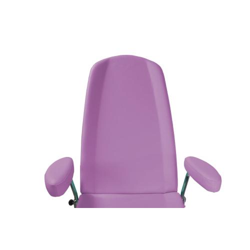 Poltrona multifunzione Rugy Prelievo lilla, per prelievi ematici ed emotrasfusioni, ecopelle ignifuga lavabile, 4 motori elettrici, Trendelenburg 15°, seduta regolabile 52-92 cm, portata 200 kg