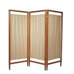 PARAVENTO IN LEGNO (193 x h. 170 cm) CON 3 ANTE IN COTONE, IGNIFUGO - VERNICIATURA CON PRODOTTI ALL'ACQUA