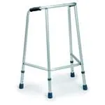 DEAMBULATORE FISSO CON 4 PUNTALI - ALTEZZA REGOLABILE da 77 a 84,5 cm -IN ALLUMINIO ANODIZZATO - PORTATA MAX 110 kg - CON MANOPOLE IMBOTTITE E PUNTALI IN GOMMA ANTISCIVOLO