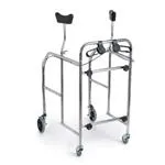 DEAMBULATORE SMONTABILE CON APPOGGIO SOTTOASCELLARE - 2 RUOTE CON FRENI + 2 PIROETTANTIANTERIORI - REGOLABILE IN ALTEZZA - PORTATA 130 kg - IN ACCIAIO VERNICIATO