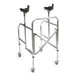 DEAMBULATORE PIEGHEVOLE CON APPOGGIO ANTIBRACHIALE - 4 RUOTE PIROETTANTI (2 CON FRENI) - GAMBE E APPOGGI REGOLABILI IN ALTEZZA - ALTEZZA APPOGGI 97-142,5 cm - PORTATA MAX 130 kg - IN ACCIAIO CROMATO
