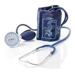 SFIGMOMANOMETRO AD ANEROIDE MODELLO PALMARE GRANDE (con fonendoscopio) CON CASSA IN LEGA LEGGERA CROMATA - BRACCIALE IN NYLON CON CHIUSURA A VELCRO - LATEX FREE -