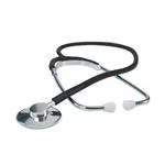 FONENDOSCOPIO CON TESTA PIATTA (Tubo nero) IN ALLUMINIO E ARCHETTO IN METALLO CROMATO - LATEX FREE -