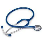 FONENDOSCOPIO (Tubo blu) CON TESTA PIATTA ANATOMICA IN ZINCO E ARCHETTO BIAURICOLARE IN ACCIAIO INOX - ANELLO ANTIFREDDO - LATEX FREE -