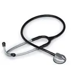 FONENDOSCOPIO (Tubo nero) CON TESTA PIATTA ANATOMICA IN ZINCO E ARCHETTO BIAURICOLARE IN ACCIAIO INOX - ANELLO ANTIFREDDO - LATEX FREE - COMPRESO NEL PREZZO KIT DI RICAMBIO MEMBRANA E 4 AURICOLARI