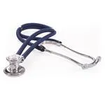 STETOFONENDOSCOPIO TIPO RAPPAPORT (Tubi blu) CON TUBO GEMELLARE, TESTA IN METALLO E PADIGLIONI RUOTANTI - COMPLETO DI ACCESSORI - LATEX FREE -