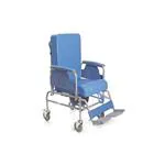 PROMO - COMODA (seduta 46 cm - Larghezza totale 63 cm) IN ACCIAIO VERNICIATO CON SEDUTA E SCHIENALE ESTRAIBILI - 4 RUOTE (Ø 12.5cm) PIROETTANTI DI CUI 2 CON FRENO - POGGIAPIEDI E POGGIAPOLPACCI REGOLABILI IN ALTEZZA