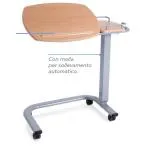 TAVOLINO DA LETTO SU RUOTE CON 2 PIANI DI CUI UNO INCLINABILE in più posizioni da 24° a 48°- STRUTTURA IN ACCIAIO VERNICIATO - Piano in colore naturale - Regolabili in altezza con molla per sollevamento automatico - Altezza: 79-114 cm