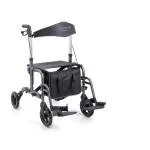 CARROZZINA CONVERTIBILE PIEGHEVOLE IN ALLUMINIO VERNICIATO - 4 RUOTE IN PU - DOPPIA FUNZIONE - PEDANE LATERALI - SEDUTA IN TESSUTO - BORSA PORTA OGGETTI